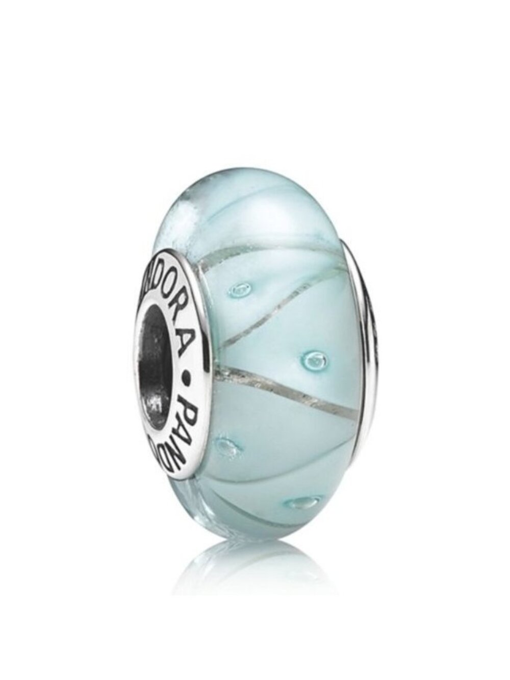 Pandora Retired Sterling Silver Blue Looking Glass Murano Bead - 790923